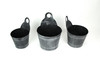 Set of 3 Charcoal Gray Finish Metal Bucket Style Hangable Planters Additional image