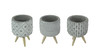 Set of 3 Geometric Circle Design Cement Mini Planters With Wooden Legs Main image