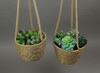 Set of 2 Woven Natural Jute Rope Hanging Planters With Clear Plastic Liners Additional image