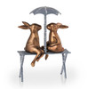 SPI Home Romantic Rabbit Pair on Bench Cast Aluminum Indoor / Outdoor Statue Additional image