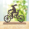 SPI Home Cast Aluminum and Wood Rabbit and Baby on Bicycle Tabletop Statue Main image