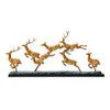 SPI Home Leaping Deer Herd Brass and Marble Statue Main image