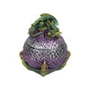 Hand Painted Green and Purple Sleeping Dragon On Egg Lidded Trinket Box Main image