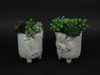 Set of 2 Natural Gray Barnyard Animal Design Concrete Planters Cow and Pig Additional image