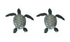 Set of 2 Blue Galvanized Metal Sea Turtle Wall Art Hanging Sculpture Home Decor Main image