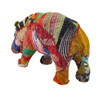 Vintage Sari Fabric Decorated Paper Mache Hippo Sculpture 6 in. Additional image