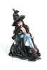 Sitting Witch Holding Broomstick w/Black Raven Figurine Statue Additional image
