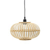 Mid-Century Modern Style Squatty Round Bamboo Wooden Pendant Lamp Main image