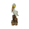 Hand Carved / Painted Wooden Pelican On Piling Statue 21 Inches High Main image