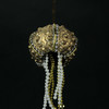 Set of 6 Elegant Golden Sea Urchin Shell Hanging Ornaments Beaded Accents Additional image