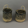 Set of 2 Geometric Pattern Hand-Woven Seagrass Round Baskets Bohemian Decor Additional image