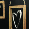 Set of 3 Wood Framed Open Work Metal Heart Wall Hangings W/ Rope Hangers Additional image