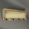 Wooden Wall Shelf With Rattan Mesh Cane Webbing and Four Metal Hooks Additional image