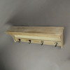 Wooden Wall Shelf With Rattan Mesh Cane Webbing and Four Metal Hooks Additional image