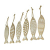 Set of 6 Hand Carved Wooden Fish Wall Hanging Sculptures Home Decor Ornament Art Additional image