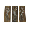 Set of 3 Wood Framed Glass Bottle Wall Vases Bohemian Style Boho Decor Main image