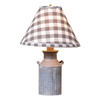 Irvins Country Tinware Milk Jug Lamp with Gray Check Shade Main image