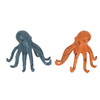 Set of 2 Weathered Cast Iron Octopus Tabletop Statues Blue and Coral Main image