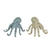 Set of 2 Weathered Cast Iron Octopus Tabletop Statues Light Blue and White Additional image