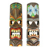 Set of 2 Wooden 20 Inch Tiki Wall Masks Palm Tree and Plumeria Flower Designs Main image