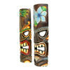 Set of 2 Wooden 20 Inch Tiki Wall Masks Palm Tree and Plumeria Flower Designs Additional image