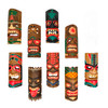 Set of 9 Hand-Carved Tropical Island Style Tiki Masks Wall Hangings 12 Inches Main image