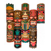 Set of 9 Hand-Carved Tropical Island Style Tiki Masks Wall Hangings 12 Inches Additional image