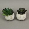 Set of 2 Ceramic Round Female Face Mini Succulent Planters 3 Inches Tall Modern Style Additional image