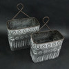 Antiqued White Washed Southwestern Design Embossed Gray Metal Wall Planters Set of 2 Additional image