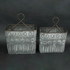 Antiqued White Washed Southwestern Design Embossed Gray Metal Wall Planters Set of 2 Additional image