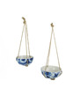 Set of 2 Blue and White Shibori Style Dyed Ceramic Hanging Mini Planters Main image