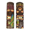 Elemental Fire and Wind Carved Wooden Surfer Tiki Wall Masks 20 Inch Set of 2 Main image