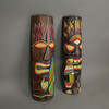 Elemental Fire and Wind Carved Wooden Surfer Tiki Wall Masks 20 Inch Set of 2 Additional image