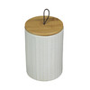 6 In White Ceramic Jar With Wood Lid Decorative Kitchen Counter Canister Storage Main image