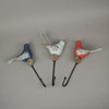 Red Blue White Wood Metal Bird Wall Hook Coat Hanger Towel Key Holder Set of 3 Additional image