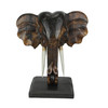 Wooden Carved African Elephant Head Bust Sculpture W/ Stand Home Decor Wall Art Main image