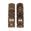 Set of 2 Hand Carved  Wood Sun and Flower Polynesian Tiki Masks 20 Inches High Main image