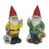 Yellow & Green Go Away Giving The Bird Garden Gnome Funny Outdoor Sculpture Set Main image