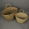 Set of 2 Woven Seagrass Basket Indoor Planters With Handle Plant Wicker Pots Additional image