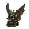 Bronze Finish Screaming Monarch Skull Statue With Flames and Wings 5.75 Inches High Main image