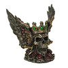 Bronze Finish Screaming Monarch Skull Statue With Flames and Wings 5.75 Inches High Additional image
