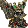Bronze Finish Screaming Monarch Skull Statue With Flames and Wings 5.75 Inches High Additional image