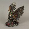 Bronze Finish Screaming Monarch Skull Statue With Flames and Wings 5.75 Inches High Additional Image 7