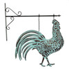 33.5 inch Verdigris Rooster Hanging Metal Wall Sculpture with Wall Bracket Additional image