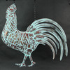 33.5 inch Verdigris Rooster Hanging Metal Wall Sculpture with Wall Bracket Additional image