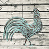 33.5 inch Verdigris Rooster Hanging Metal Wall Sculpture with Wall Bracket Lifestyle image 2