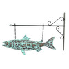 30in Metal Salmon Hanging Wall Bracket Verdigris Copper Coastal Outdoor Decor Main image