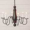 Irvins Country Tinware 6-Arm Large Norfolk Wood Chandelier in Rustic Black Additional image