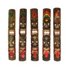 Set of 5 Double Tiki Mask Totem Wall Decor Hand Carved Tribal Sculpture 40 Inch Main image