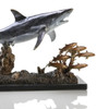 Brass and Marble Swimming Shark with Prey Statue Additional image